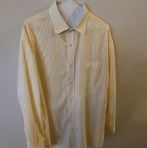 Nautica men's yellow/white stripe, button-down dress shirt, sz 17/32-33